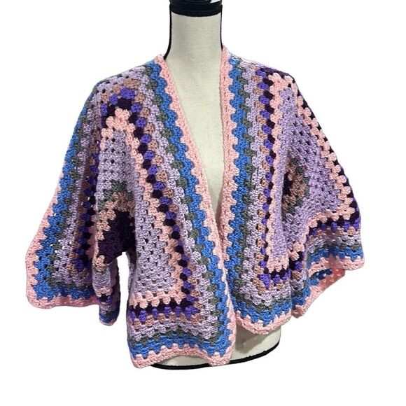 Hand Crafted Sweaters - Viral handmade (crochet) hexagon granny square cardigan